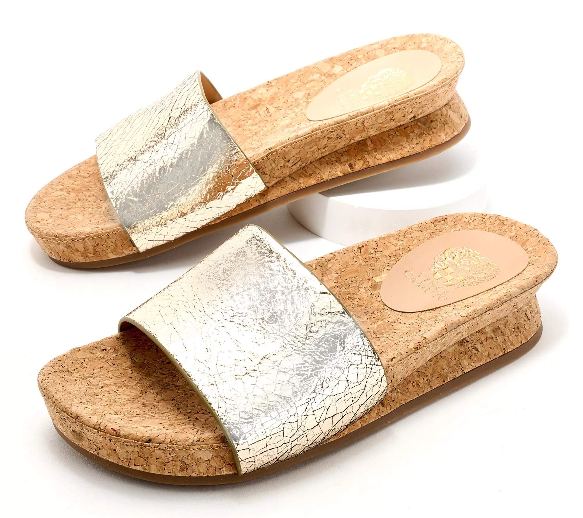 "As Is" Vince Camuto Leather Slide Sandals- Febba