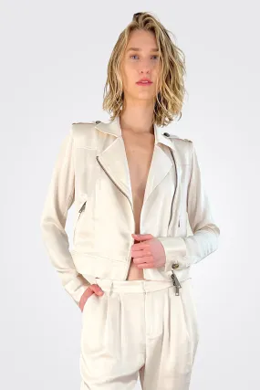 Alice Satin Jacket - Bone