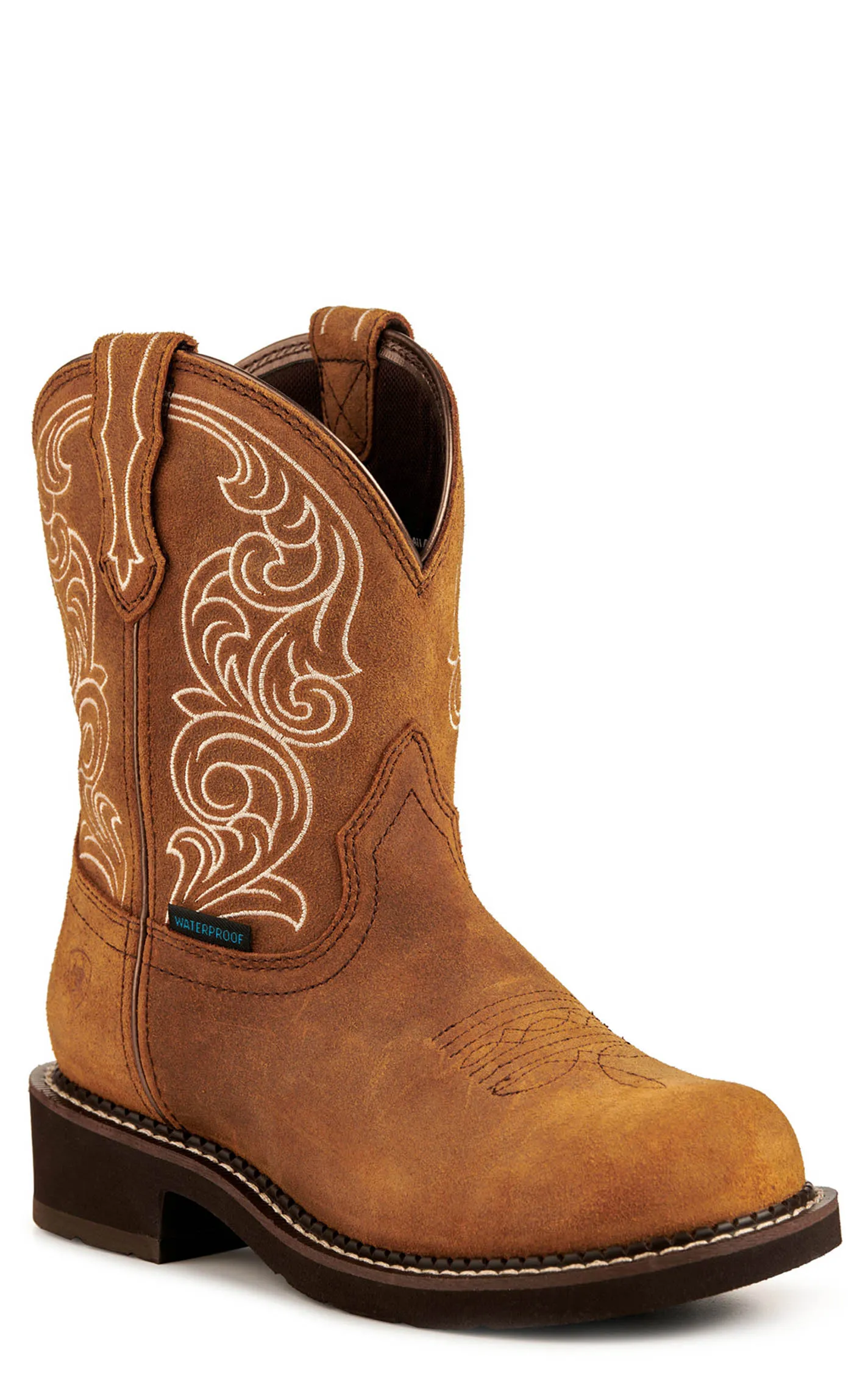 Ariat Women's Fatbaby Heritage H2O Ginger Spice Brown Waterproof Crepe Round Toe Cowboy Boot