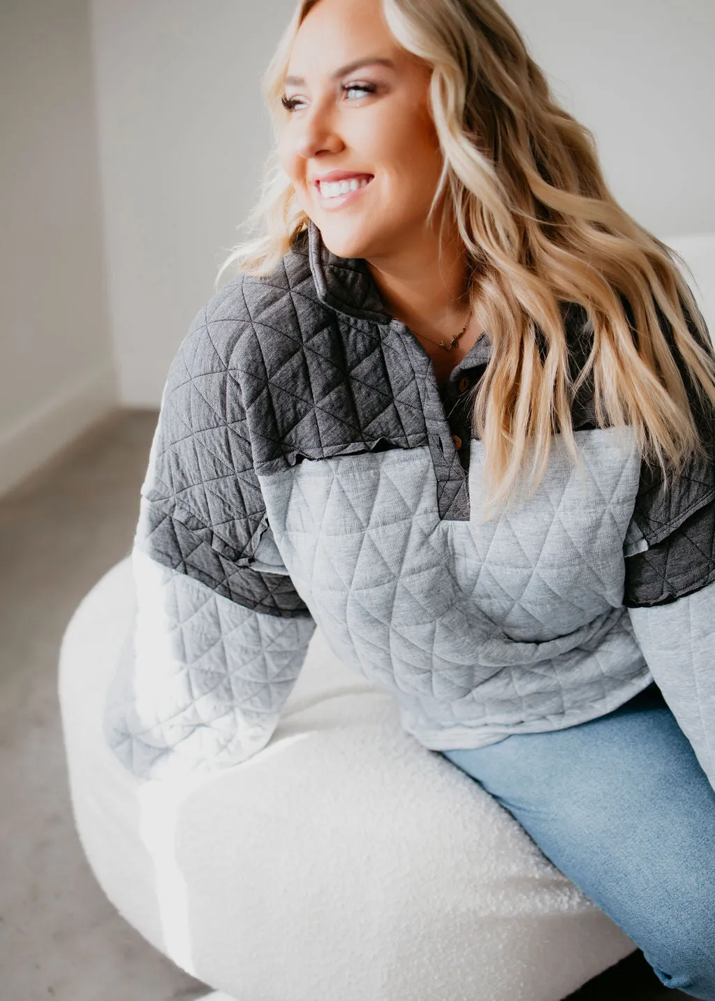 Ash Quilted Colorblock Pullover