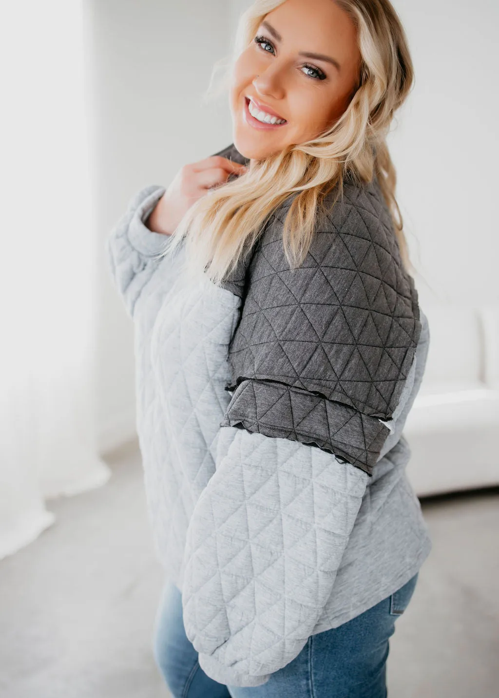 Ash Quilted Colorblock Pullover