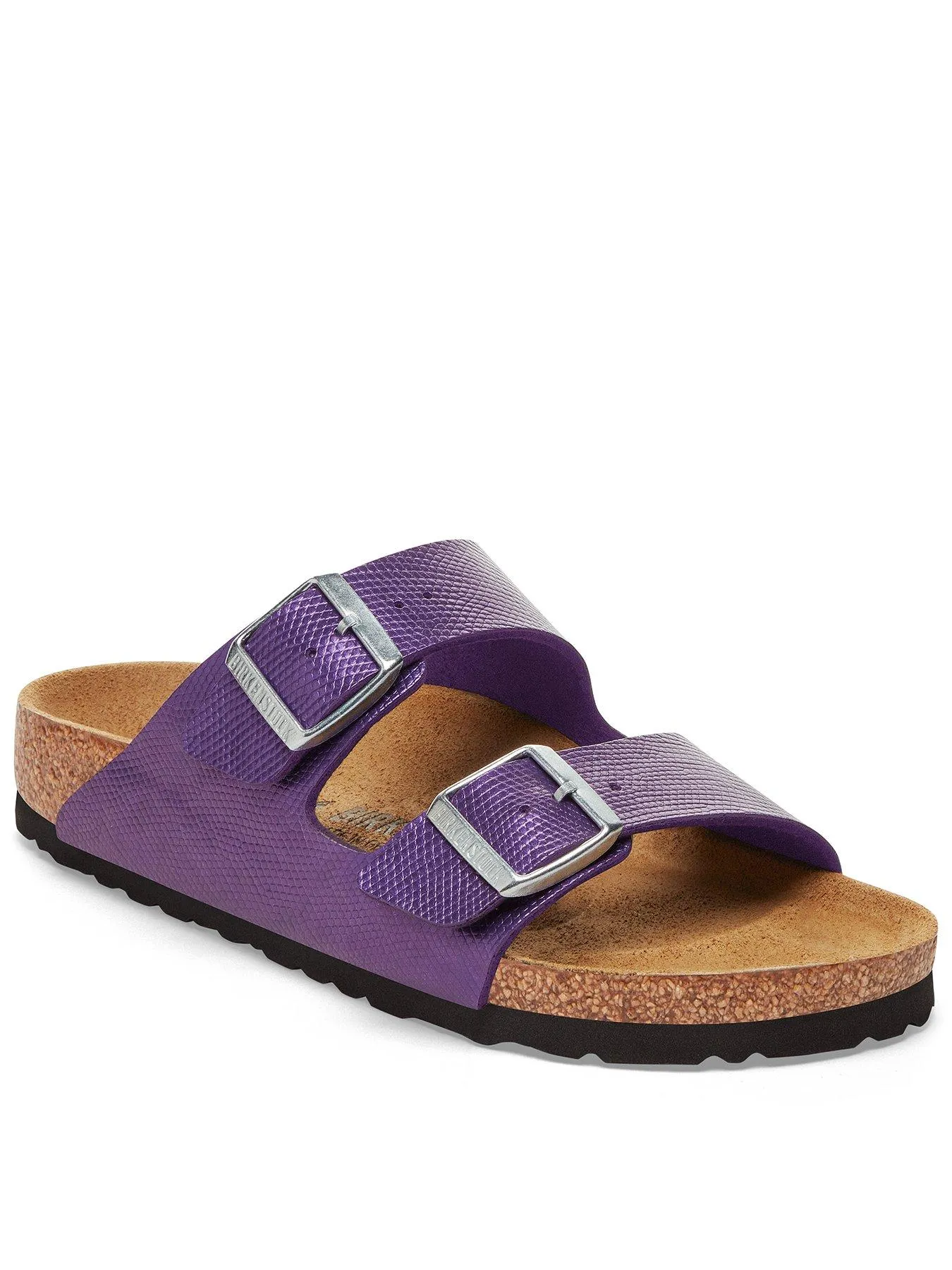 Birkenstock Arizona Birko-Flor Embossed Sandals - Shiny Lizard - Purple