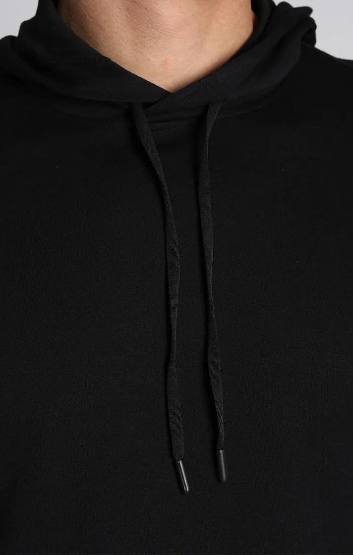 Black Cotton Modal Crossover Hoodie