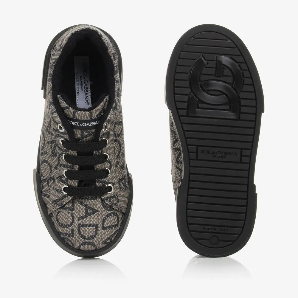 Boys Brown Logo Jacquard Trainers