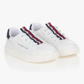 Boys White Logo Tape Trainers