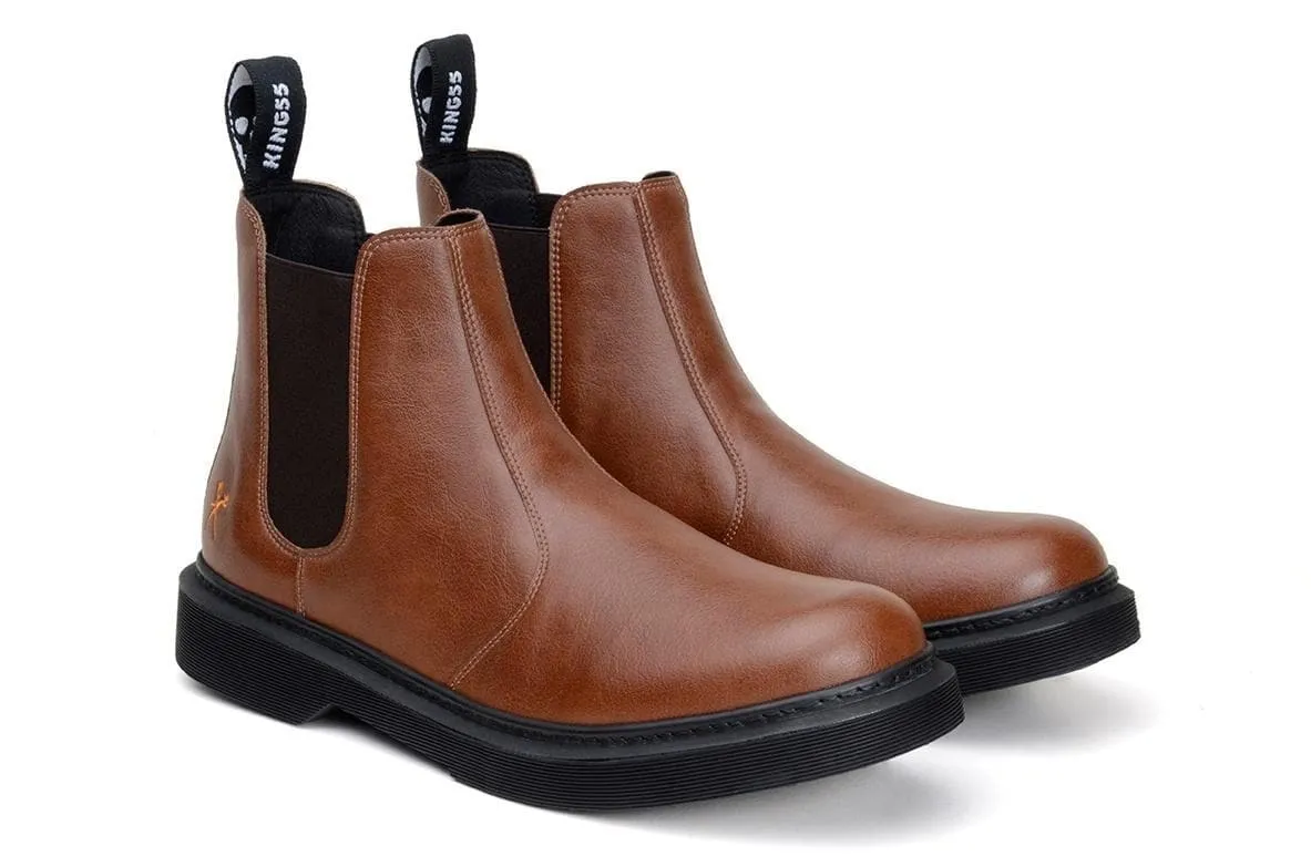 'Brick Lane' Vegan Chelsea Boot by King55 - Cognac