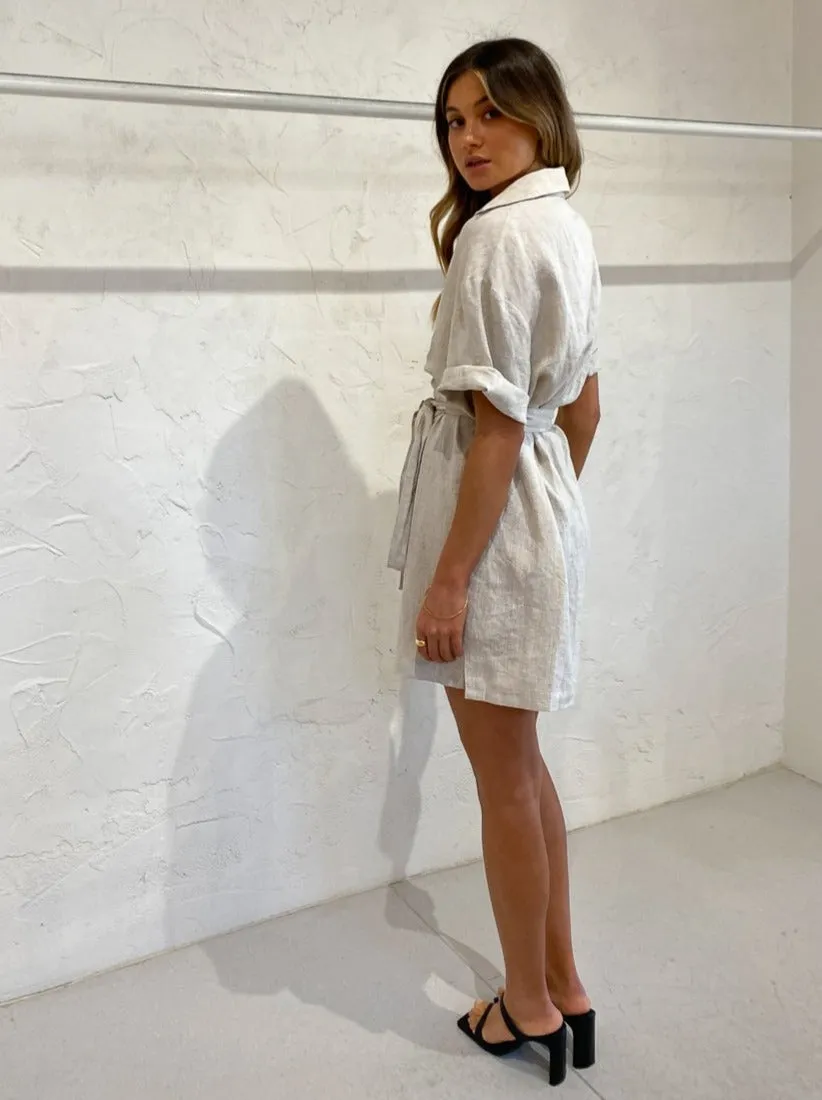 By Johnny Amy Linen Wrap Shirt Dress in Oat