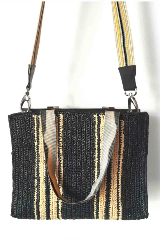 Claramonte, Jules Raffia Bag- Navy  