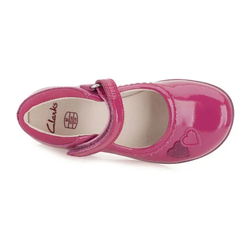 Clarks TRIXI HEART BERRY FUSCHIA PATENT