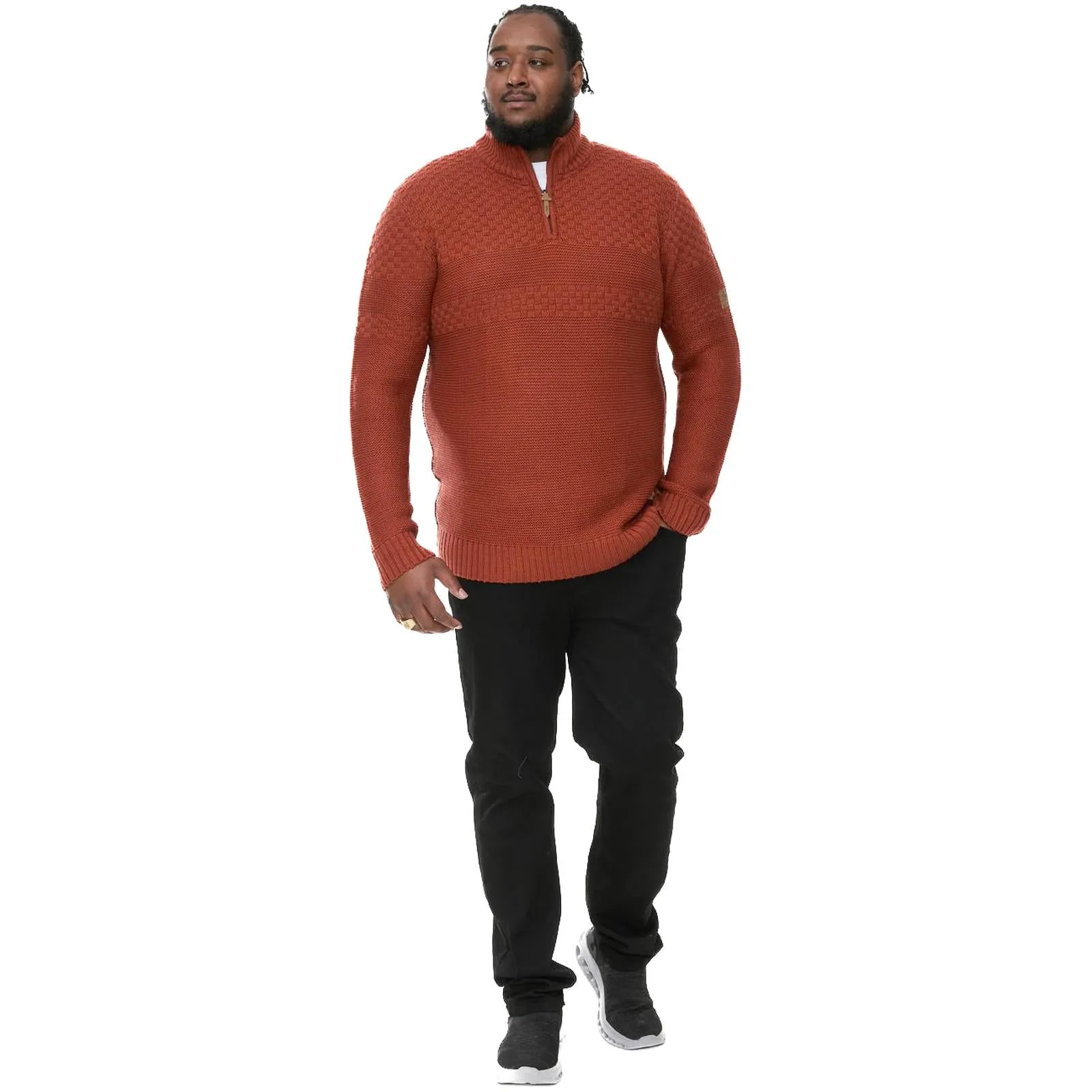 D555 Mens Kelton Big Tall Plus Size Half Zip Knitted Pullover Jumper