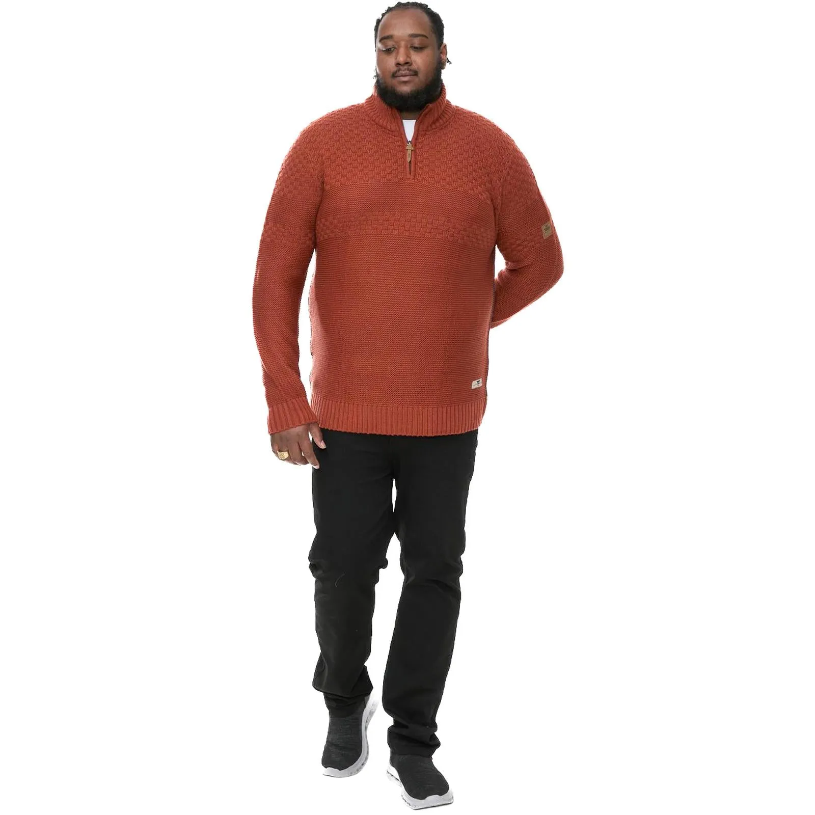 D555 Mens Kelton Big Tall Plus Size Half Zip Knitted Pullover Jumper