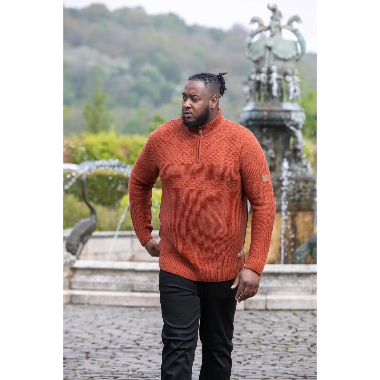 D555 Mens Kelton Big Tall Plus Size Half Zip Knitted Pullover Jumper