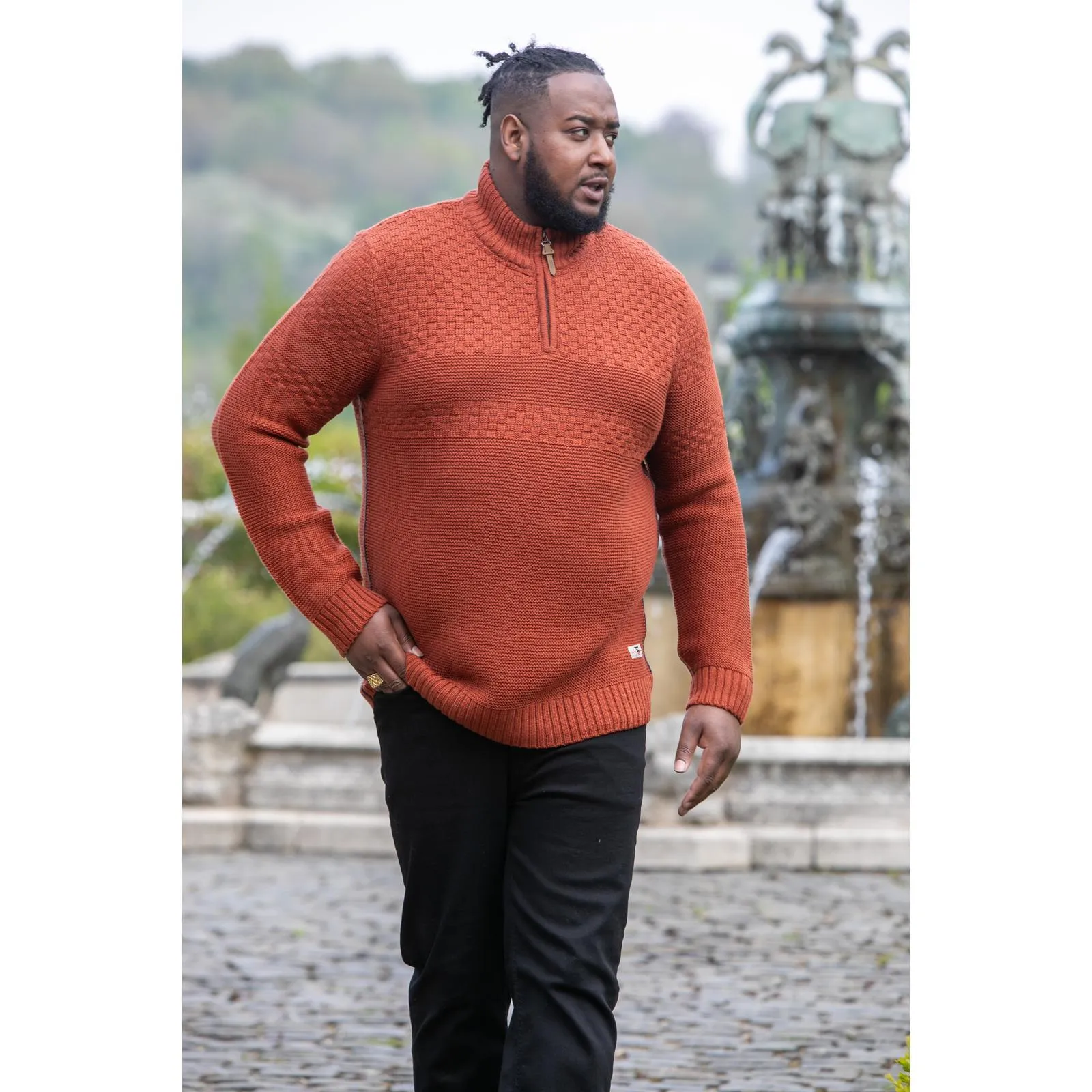 D555 Mens Kelton Big Tall Plus Size Half Zip Knitted Pullover Jumper