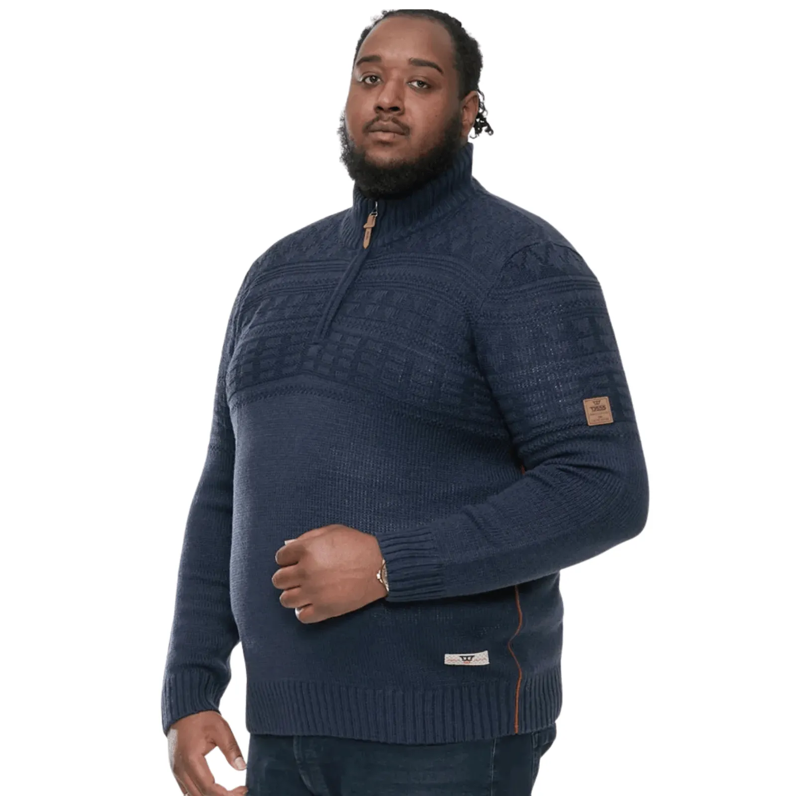 D555 Mens Yates Big Tall Plus Size Half Zip Knitted Pullover Jumper