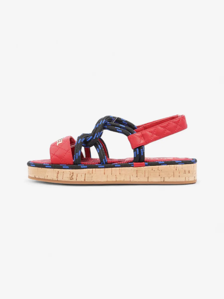 Dad Cord Sandals Red / Blue / Black Calfskin Leather EU 38 UK 5