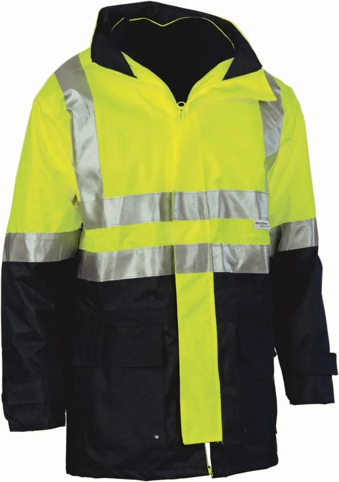 DNC 3864 Two Tone Hi-Visibility Jacket - 4 in 1 - Polyester/PU - Yellow/Navy - SM