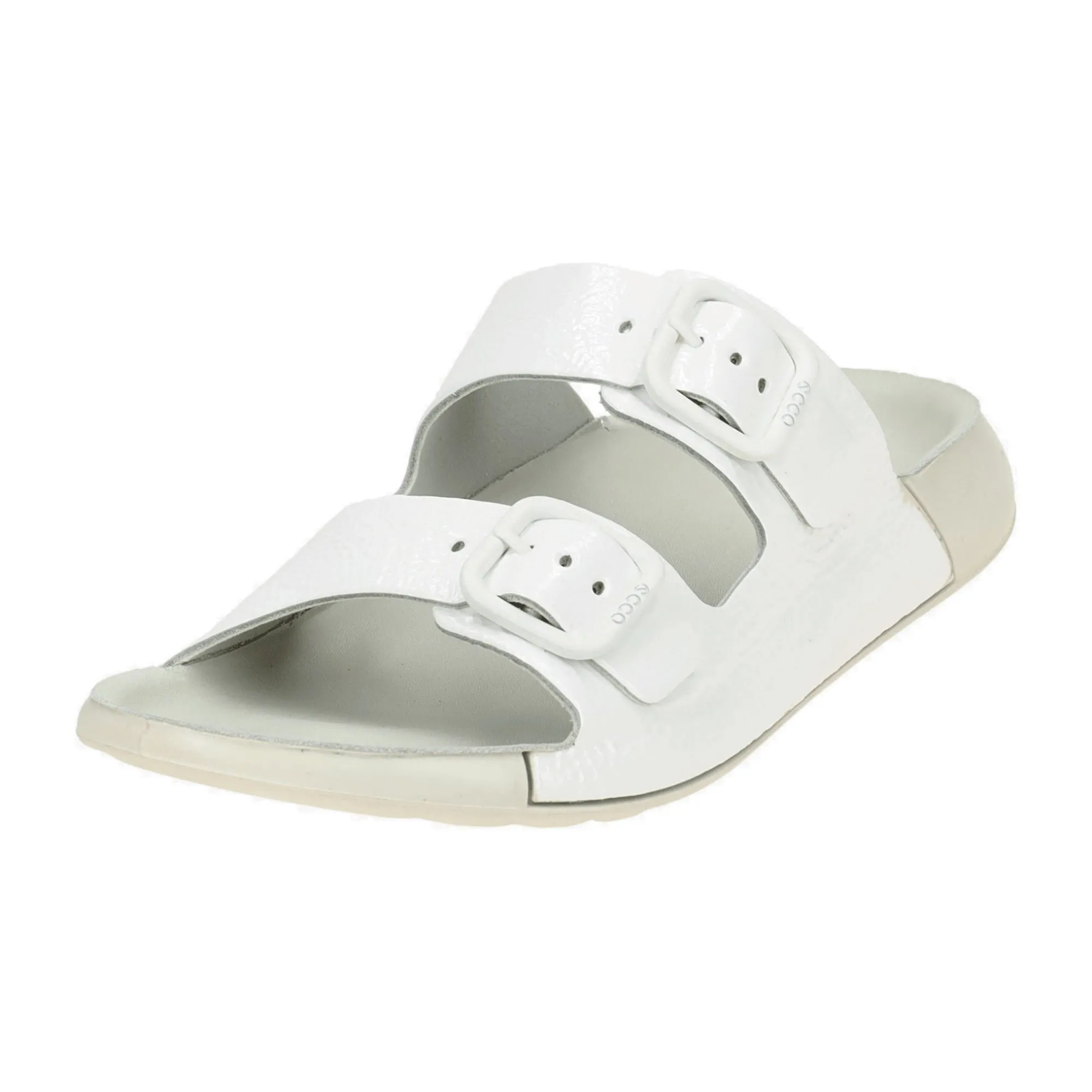 Ecco Cozmo Women's Slide Sandals - Durable & Stylish White Leather, Model 206833