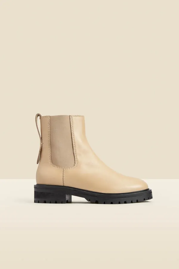 Ecru Chunky Sole Leather Chelsea Boot