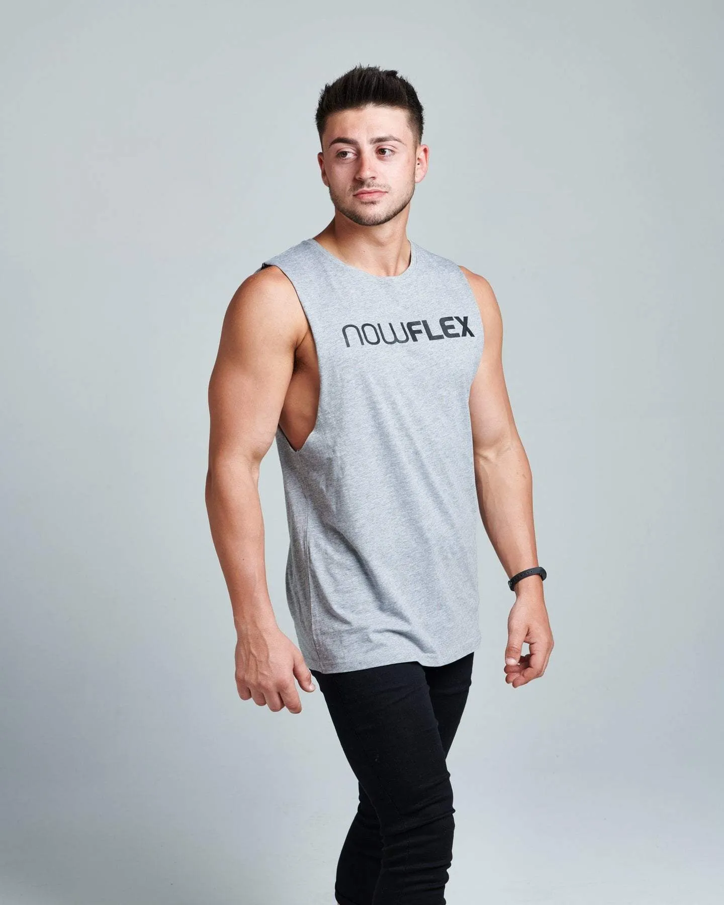 FLEX MUSCLE TANK - GREY MARBLE