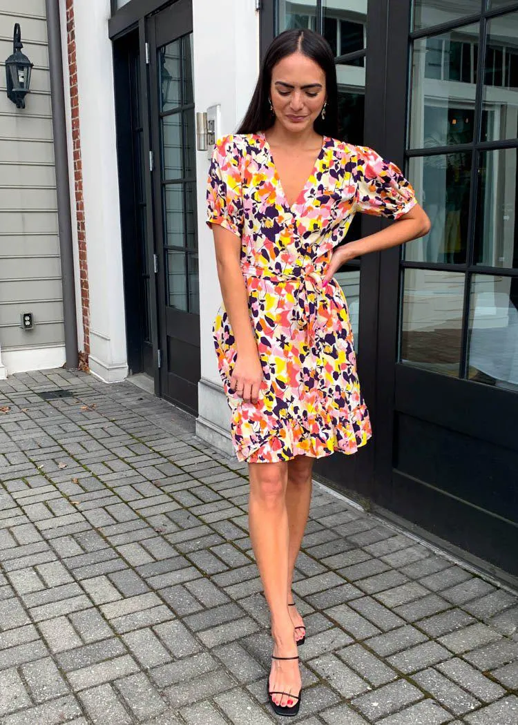 Frnch Aimy Puff Sleeve Floral Wrap Dress ***FINAL SALE***