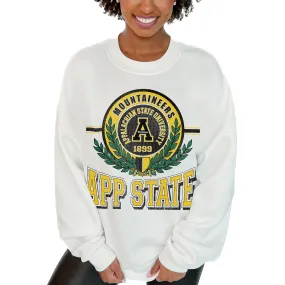 Gameday Couture  Appalachian State Mountaineers Women's White Hot Shot Fleece Pullover Sweatshirt