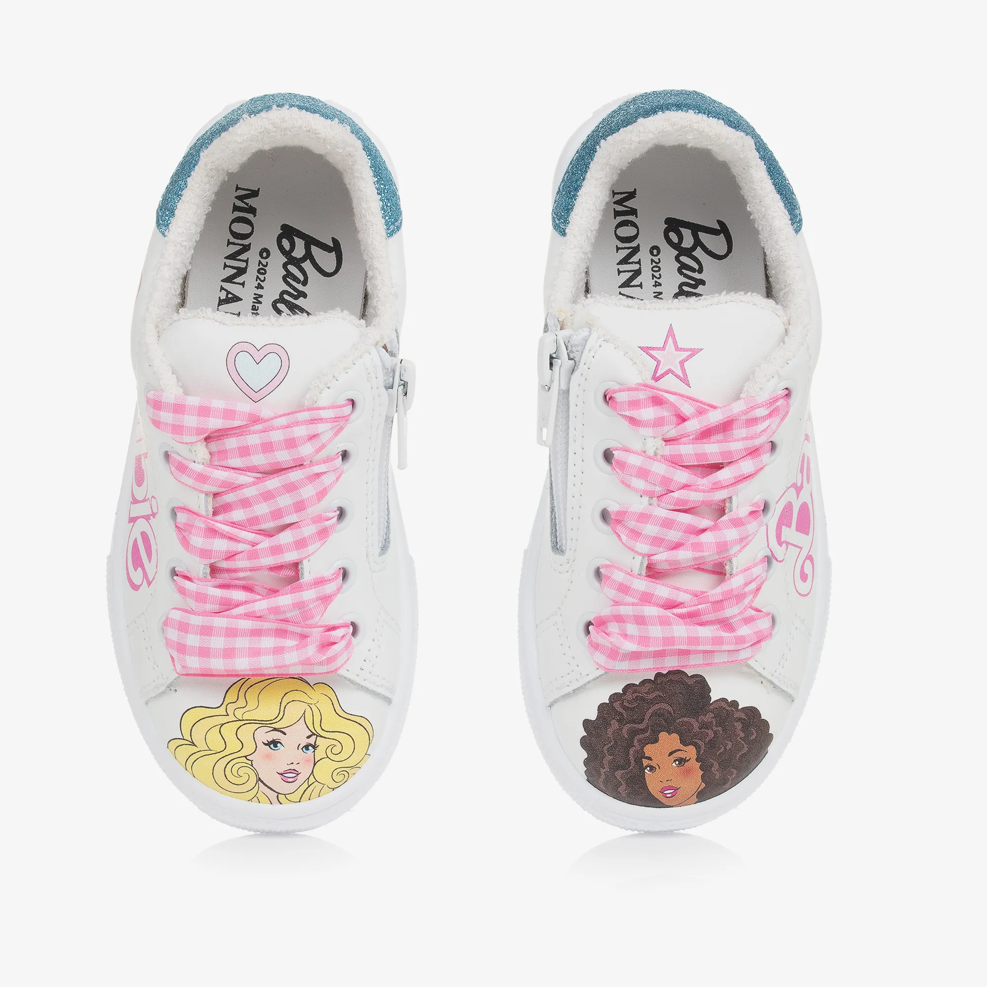 Girls White Leather Barbie Trainers