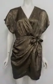 Gold Metallic Wrap Dress