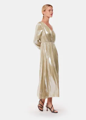 Gold Metallic Wrap Front Dress