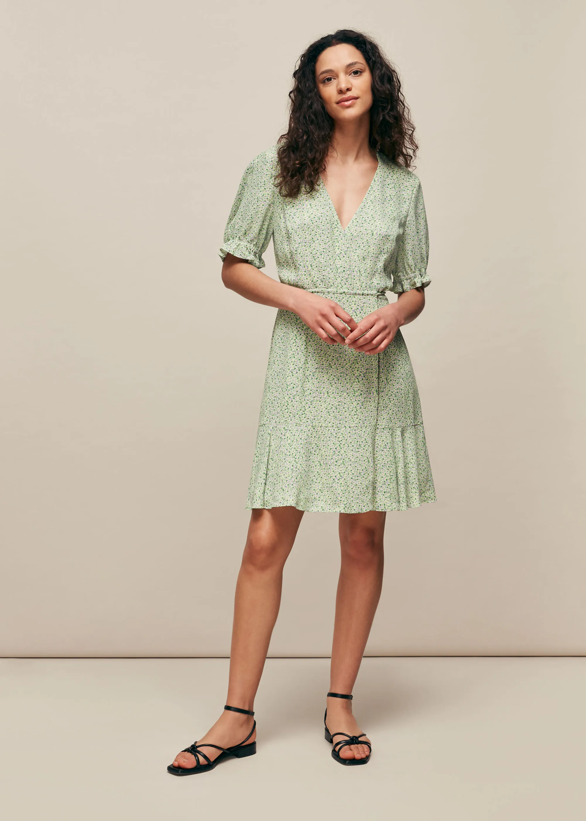 Green English Garden Wrap Dress