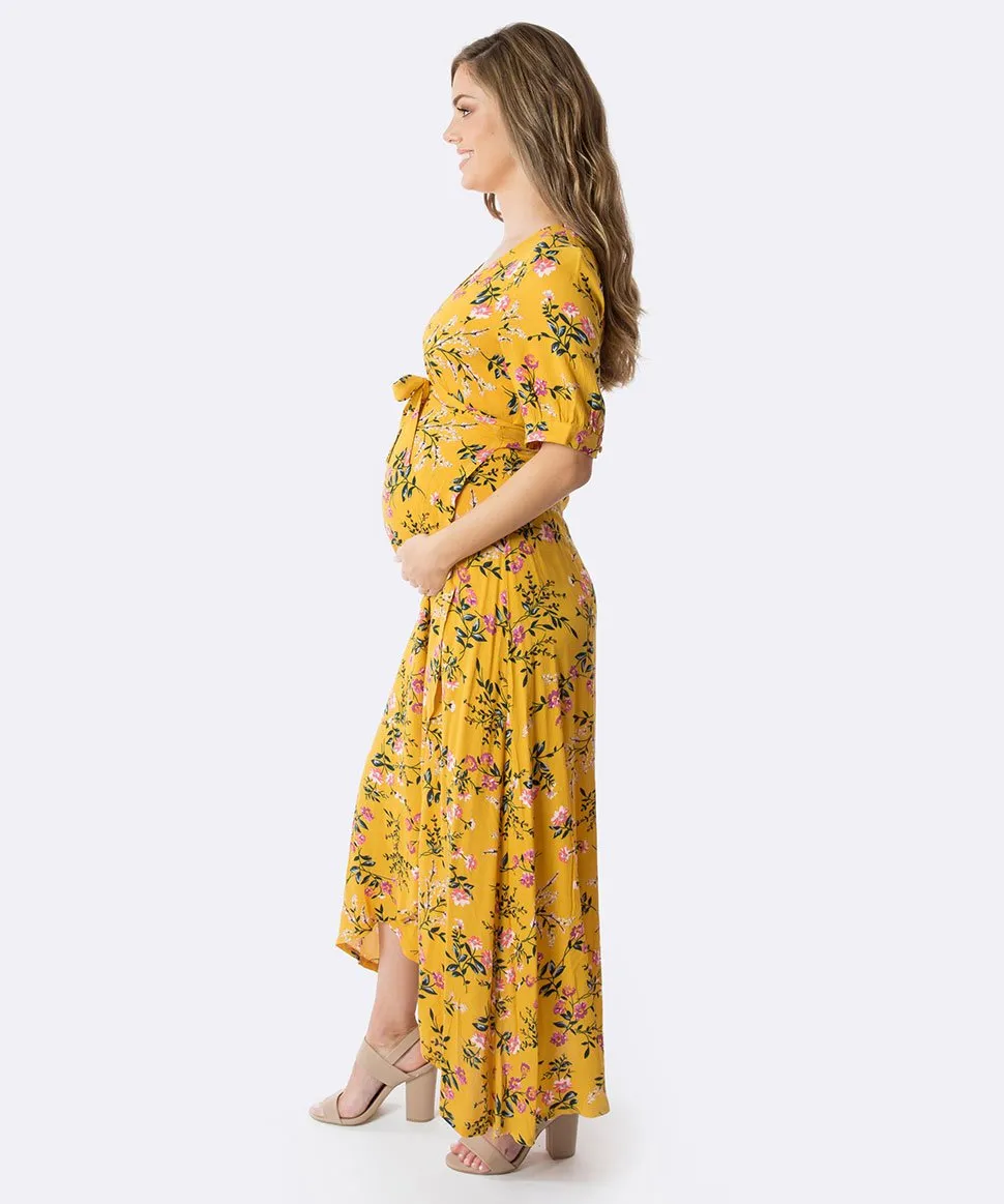 Harlow Maternity Wrap Dress in Tuscan Sun Print