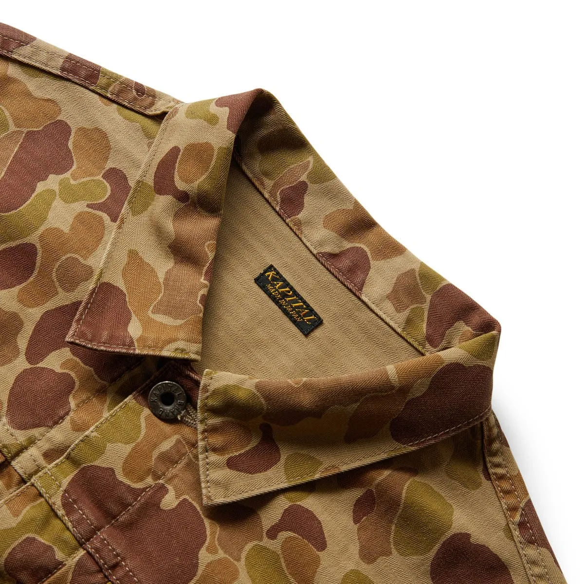 HERRINGBONE HAPPY PEEK-A-BOO CAMO 1ST JACKET BEIGE KHAKI | Bodega