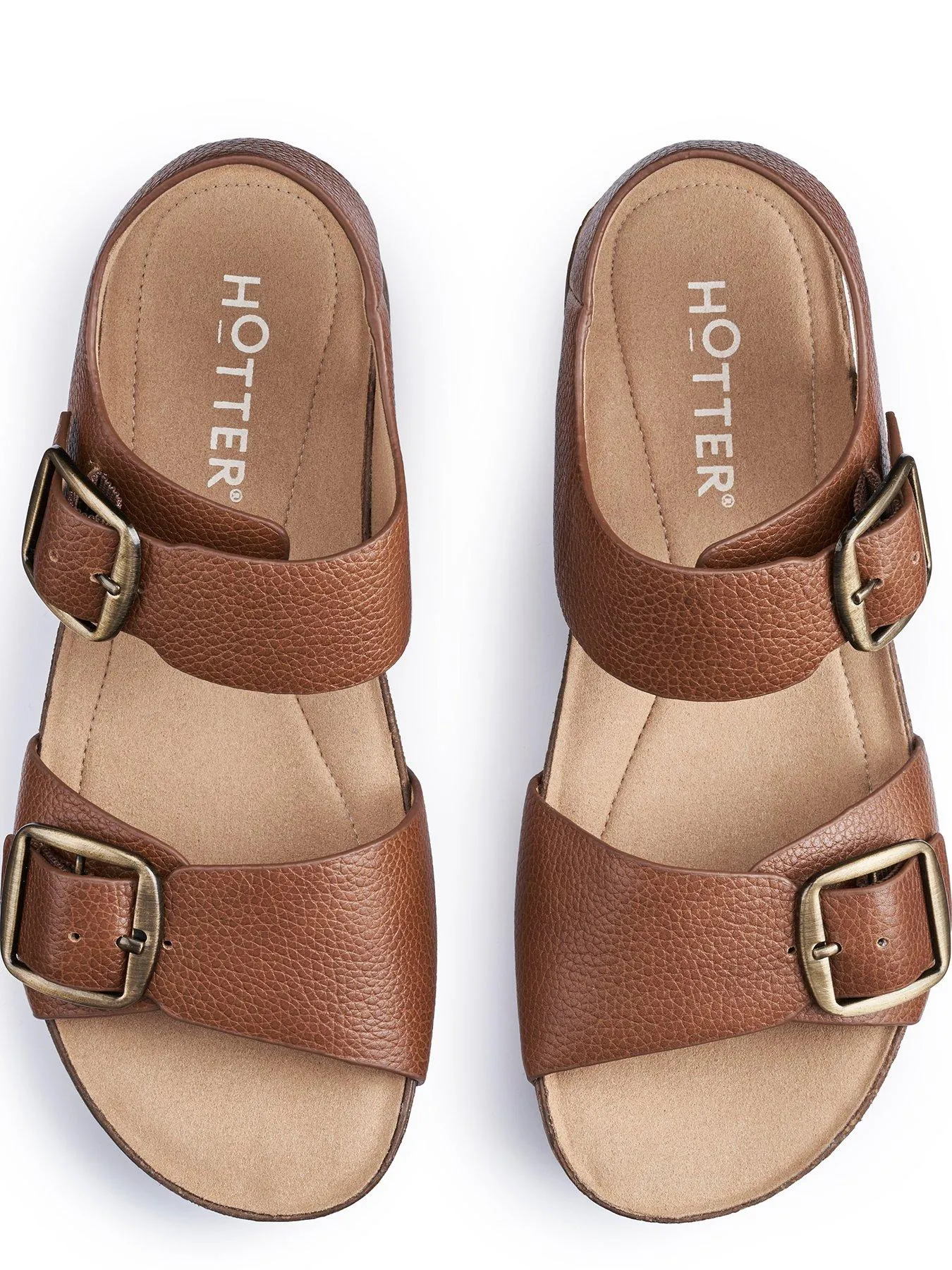 Hotter Sandals Leather Wide Tourist Ii Wide - Rich Tan-le