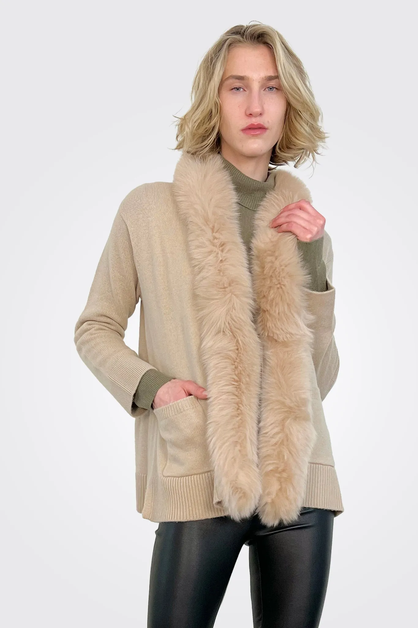 Isla Fur Trim Jacket - Chai Chai Fox