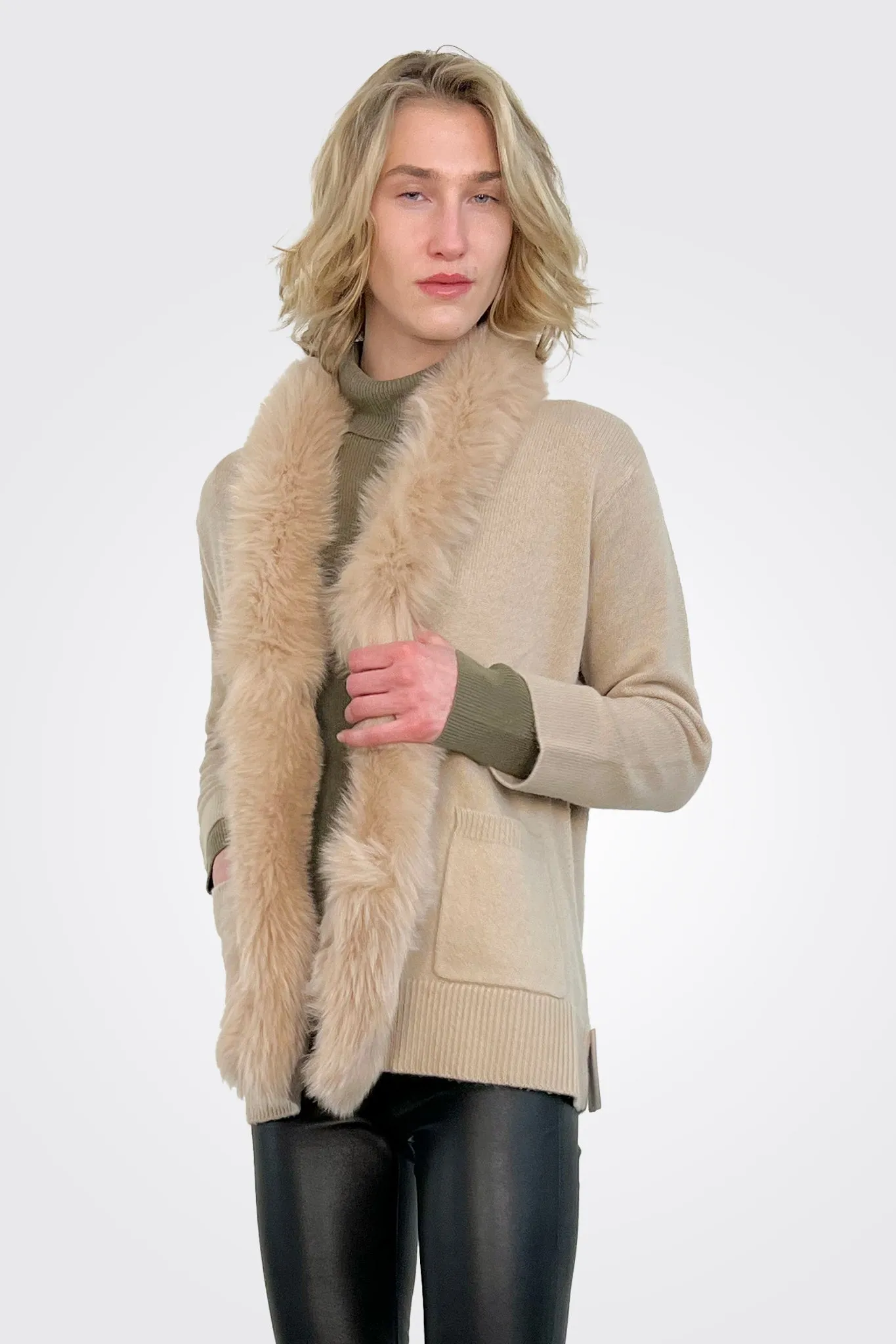 Isla Fur Trim Jacket - Chai Chai Fox