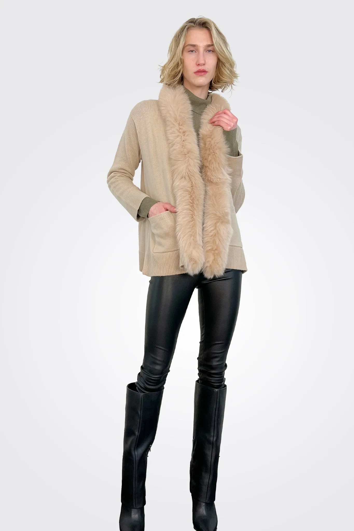 Isla Fur Trim Jacket - Chai Chai Fox