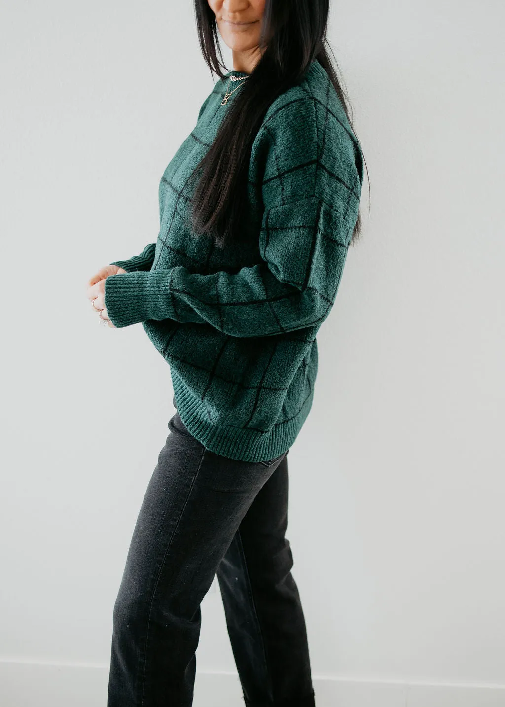 Kasie Grid Pattern Pullover