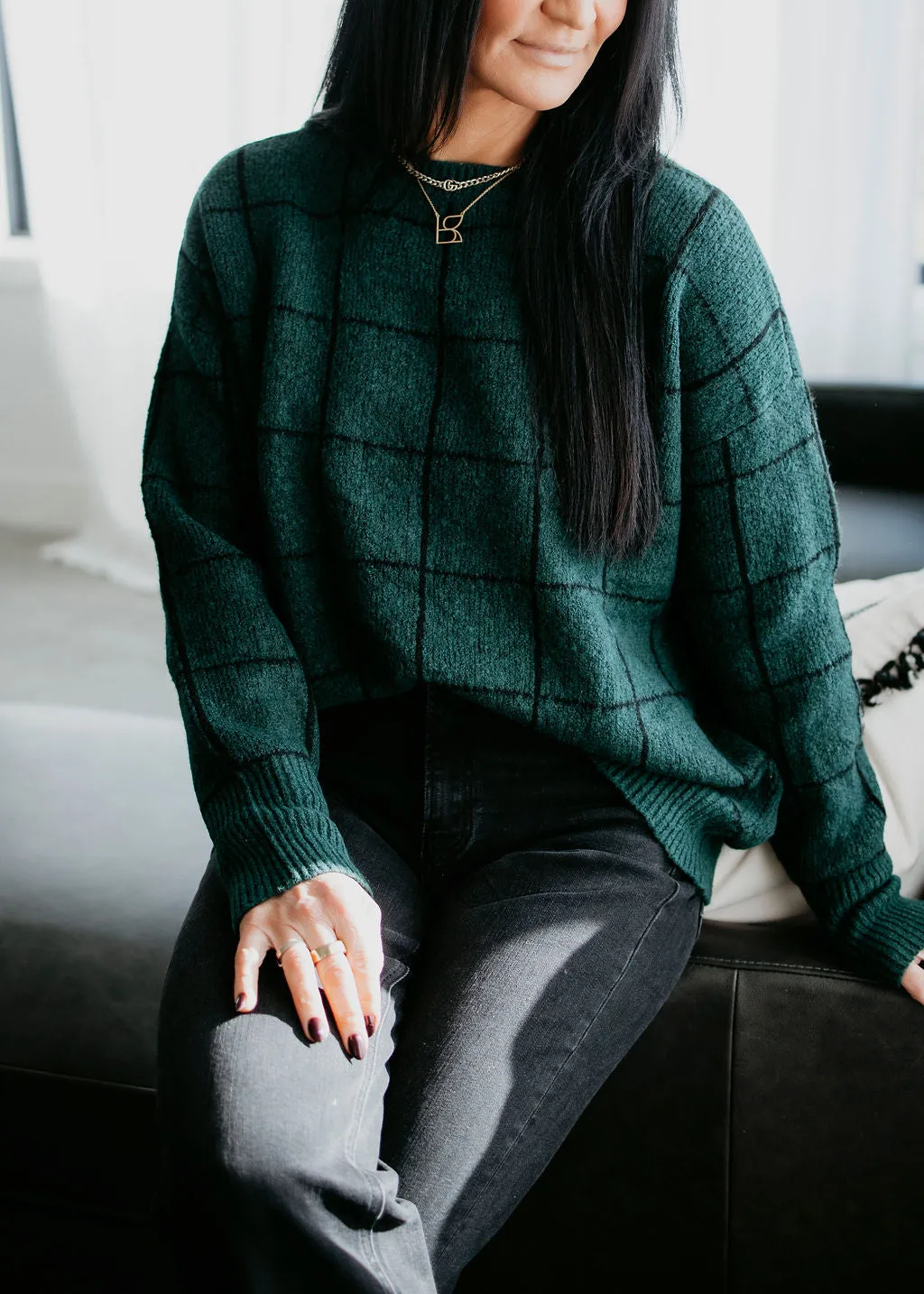 Kasie Grid Pattern Pullover