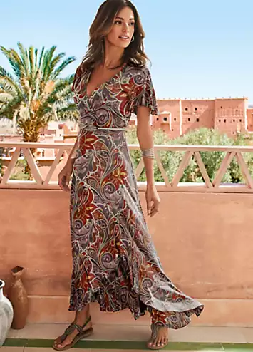 LASCANA Mock Wrap Print Maxi Dress | Grattan