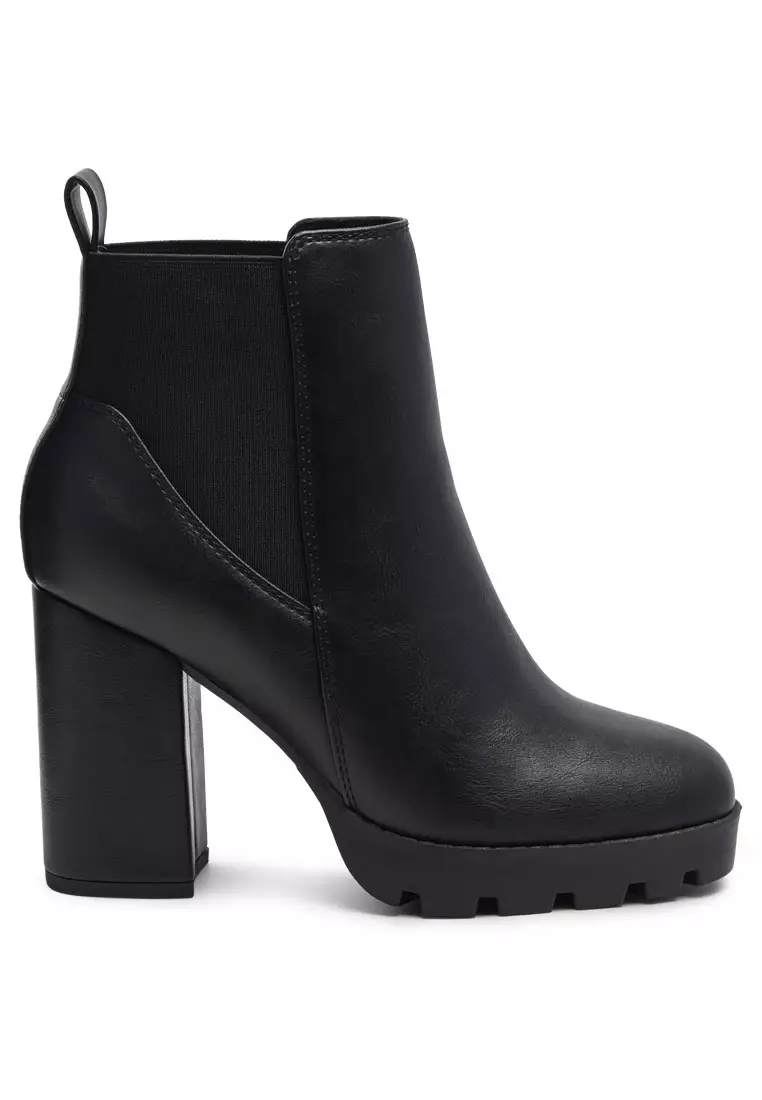 London Rag Block Heeled Chelsea Boot in Black