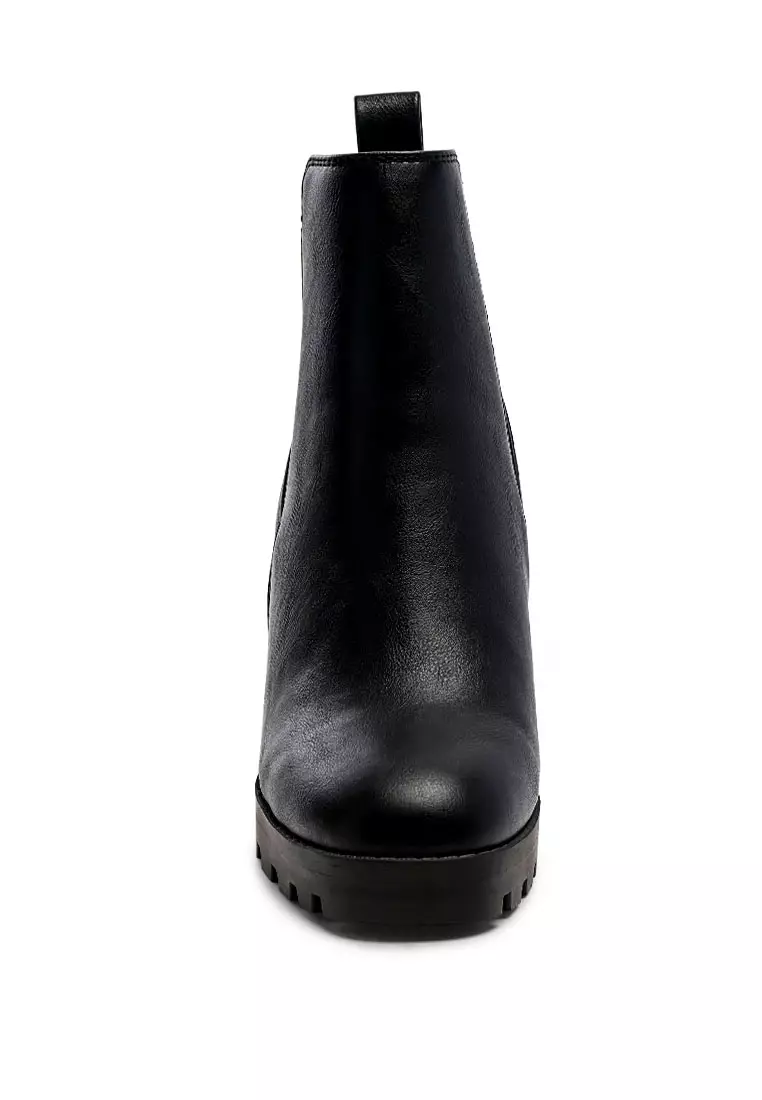 London Rag Block Heeled Chelsea Boot in Black