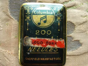 LOVELY Antique Gramophone Litho Needle Tin Vintage Phonograph Metal Needle Tin Box Columbia Needles Tin Box,Sheffield Made,Colle