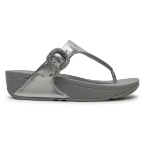 Lulu Crystal Buckle Toe Post Leather Women's Slip On Sandals