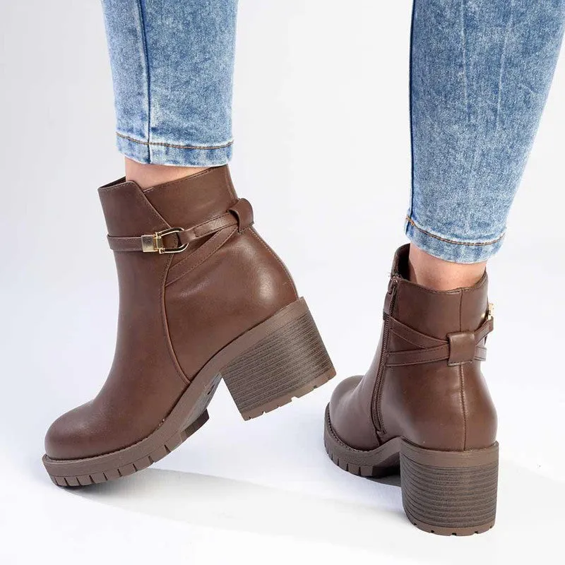 Madison Farah Gusset Side Strap Ankle Boot - Brown