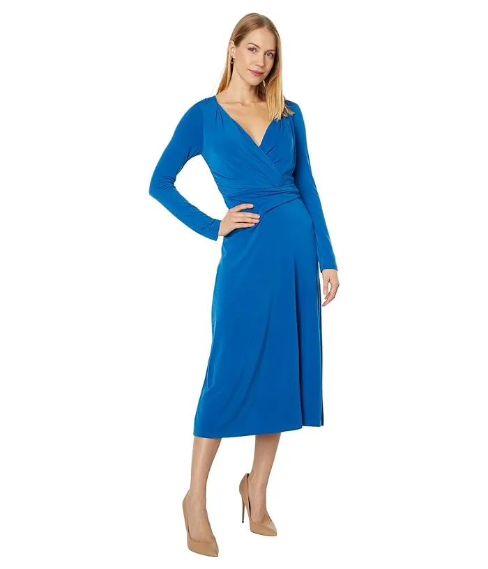 Maggy London Long Sleeve V-Neck Wrap Dress