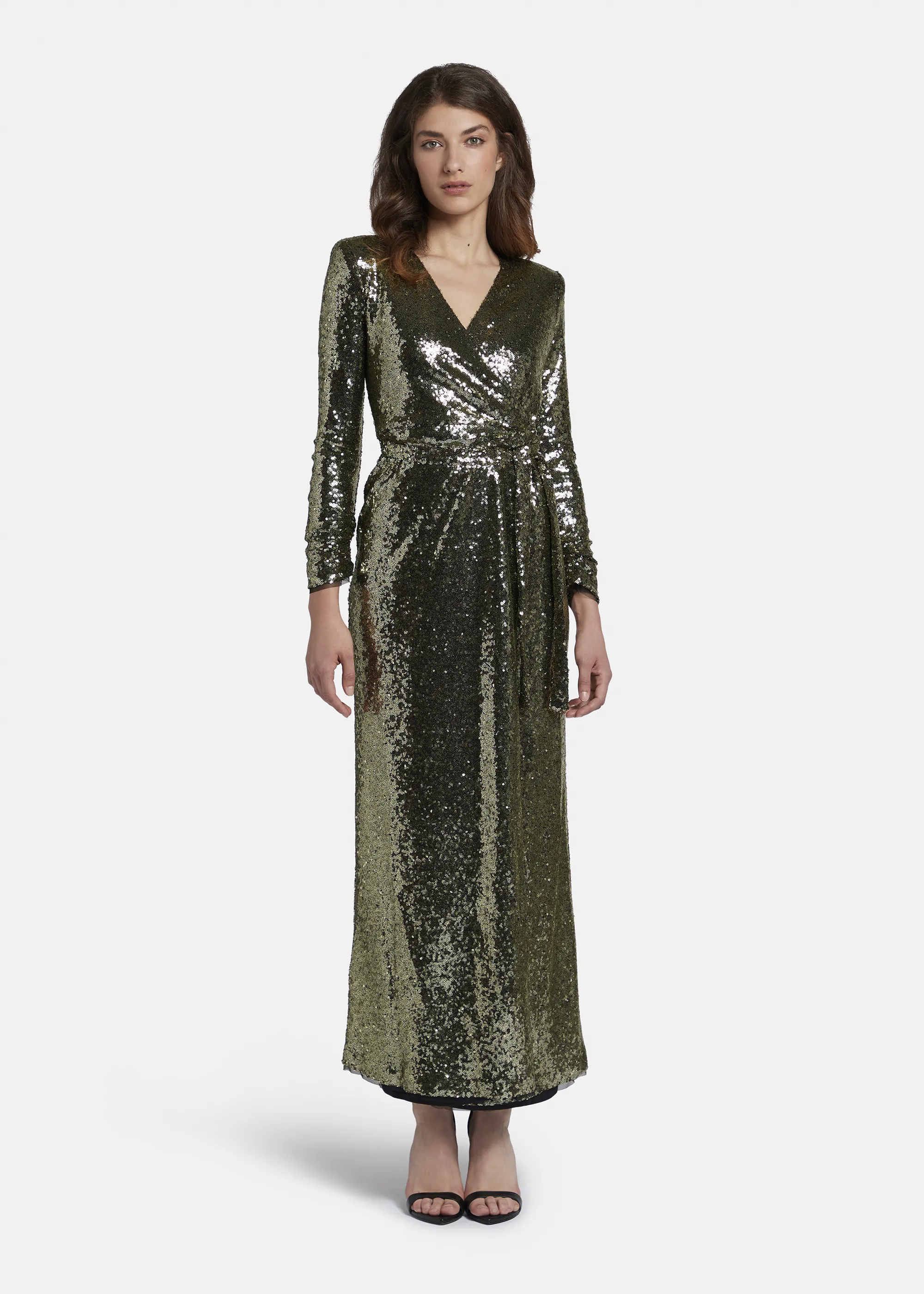 Maxi sequin wrap dress - MILOWA in GOLD