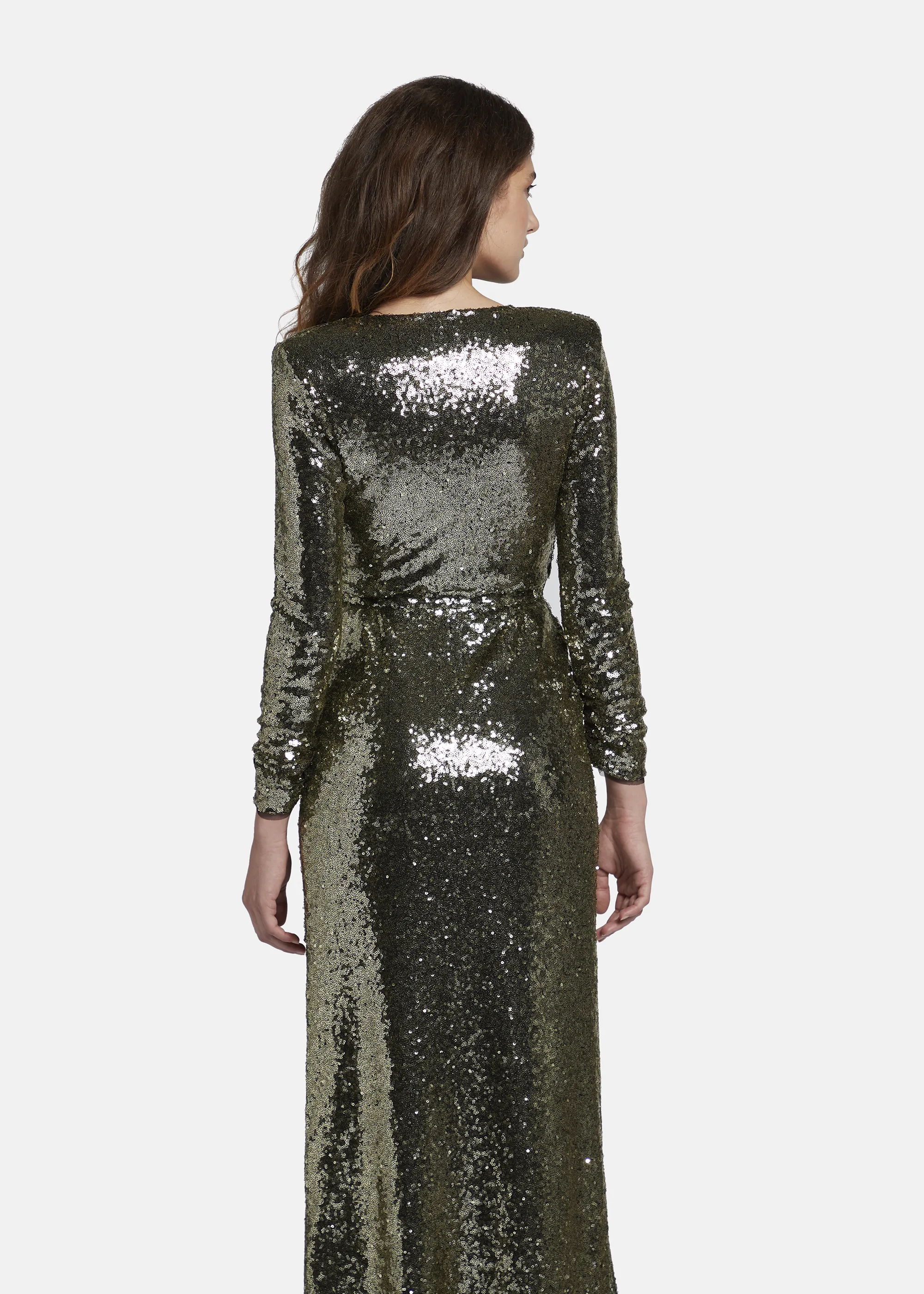 Maxi sequin wrap dress - MILOWA in GOLD