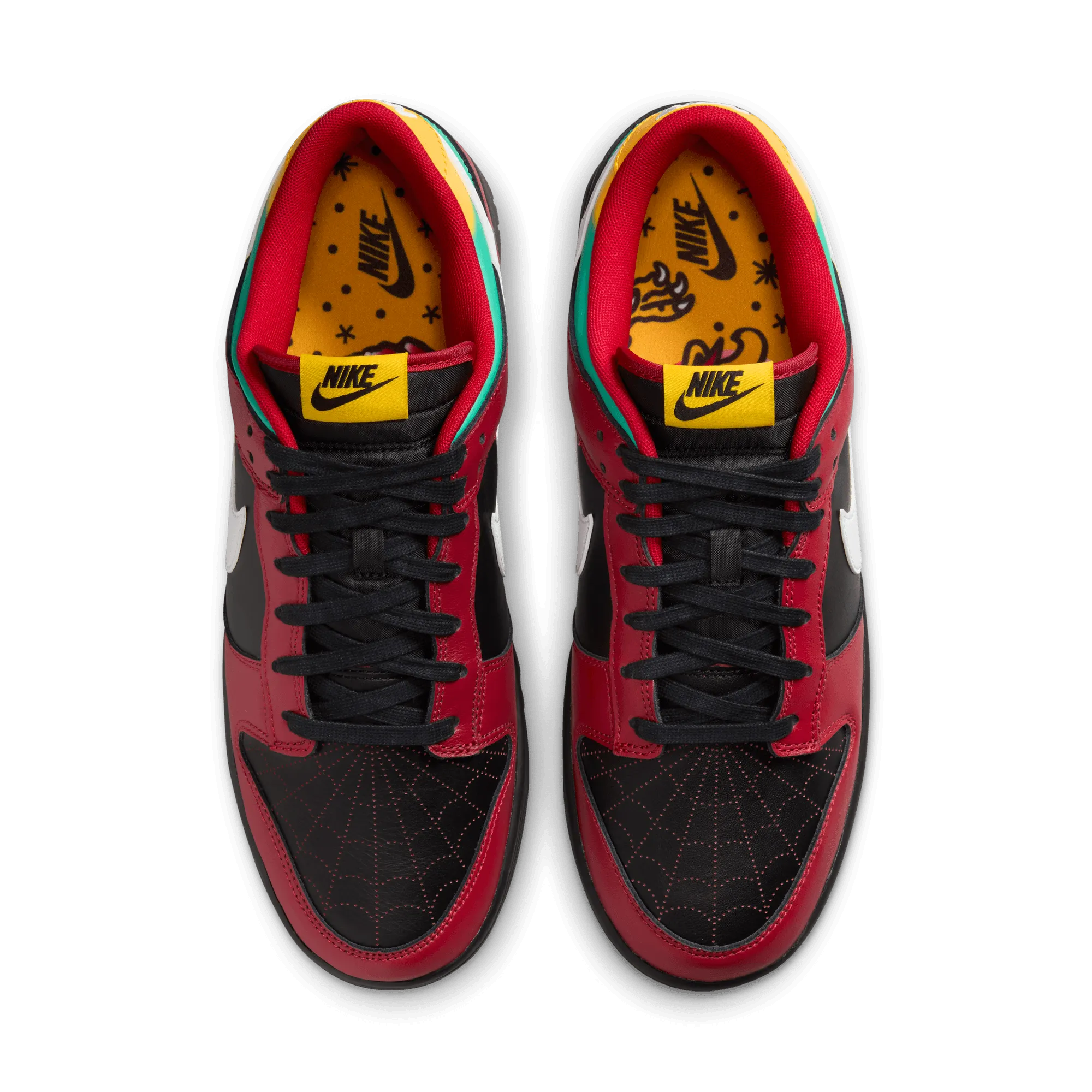 Men's Nike Dunk Low Retro LTD Bike Tattoos - Black/White/Gym red/University Gold