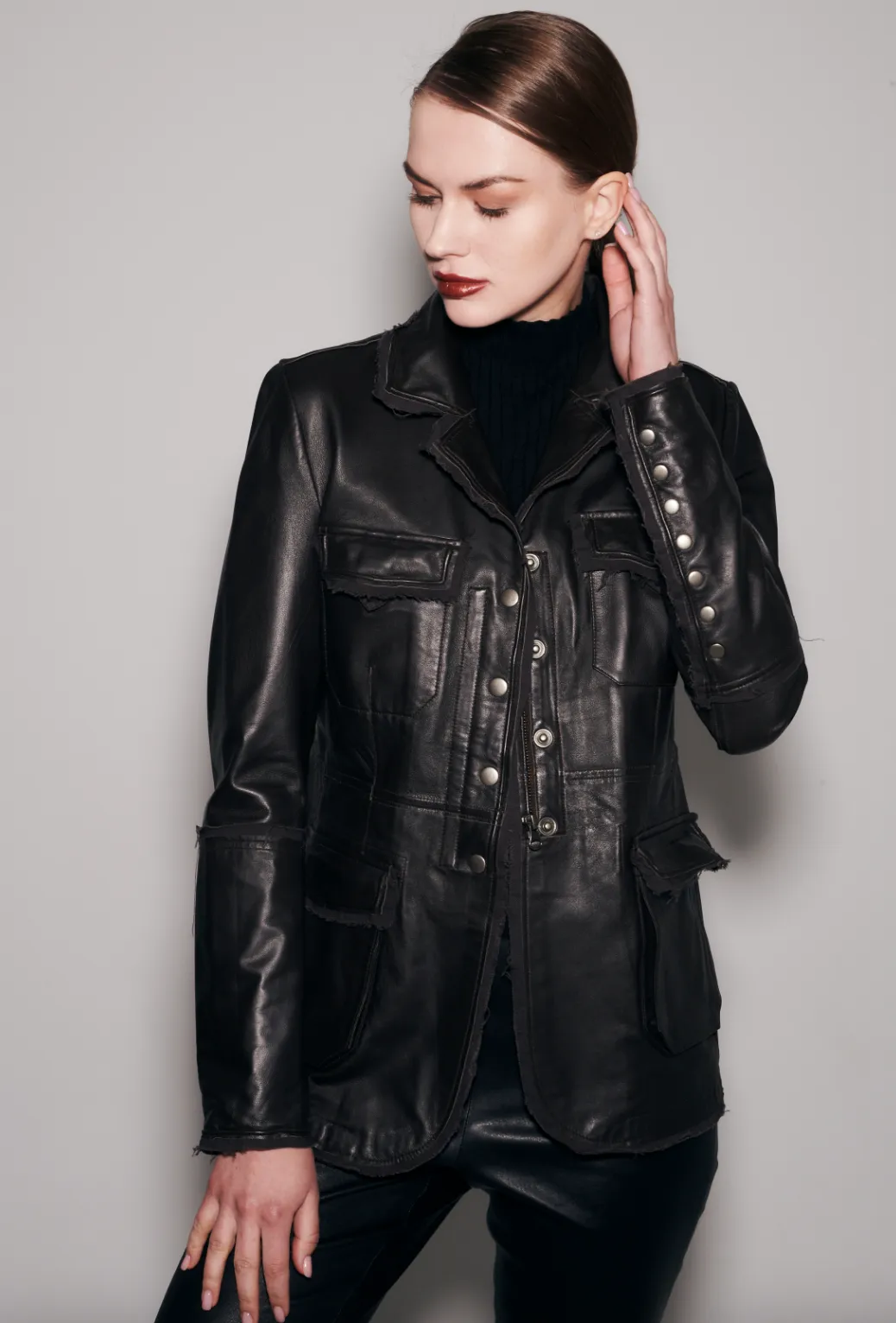 Meryl Leather Jacket - Sable