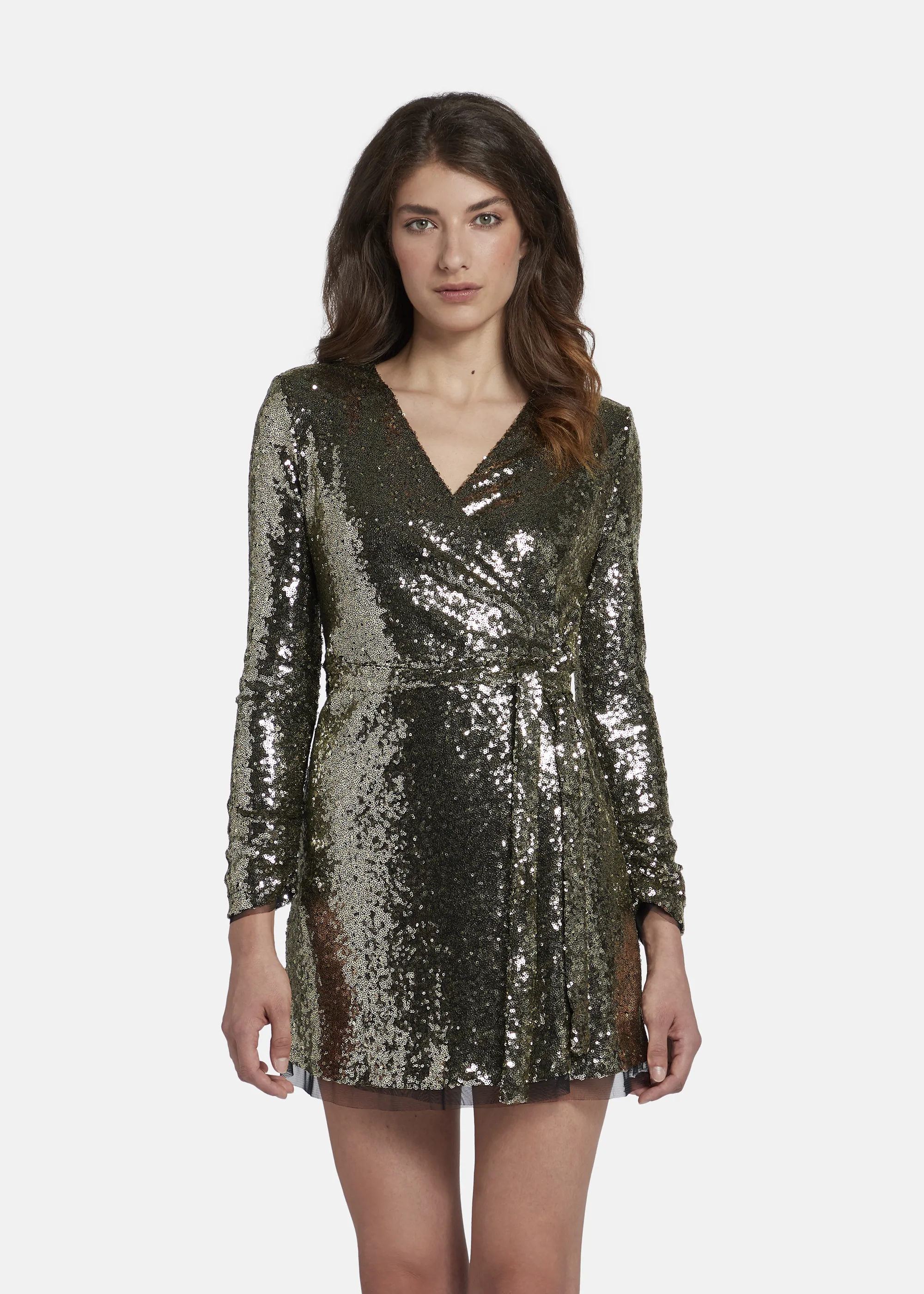 Mini sequin wrap dress - MILOWA in GOLD