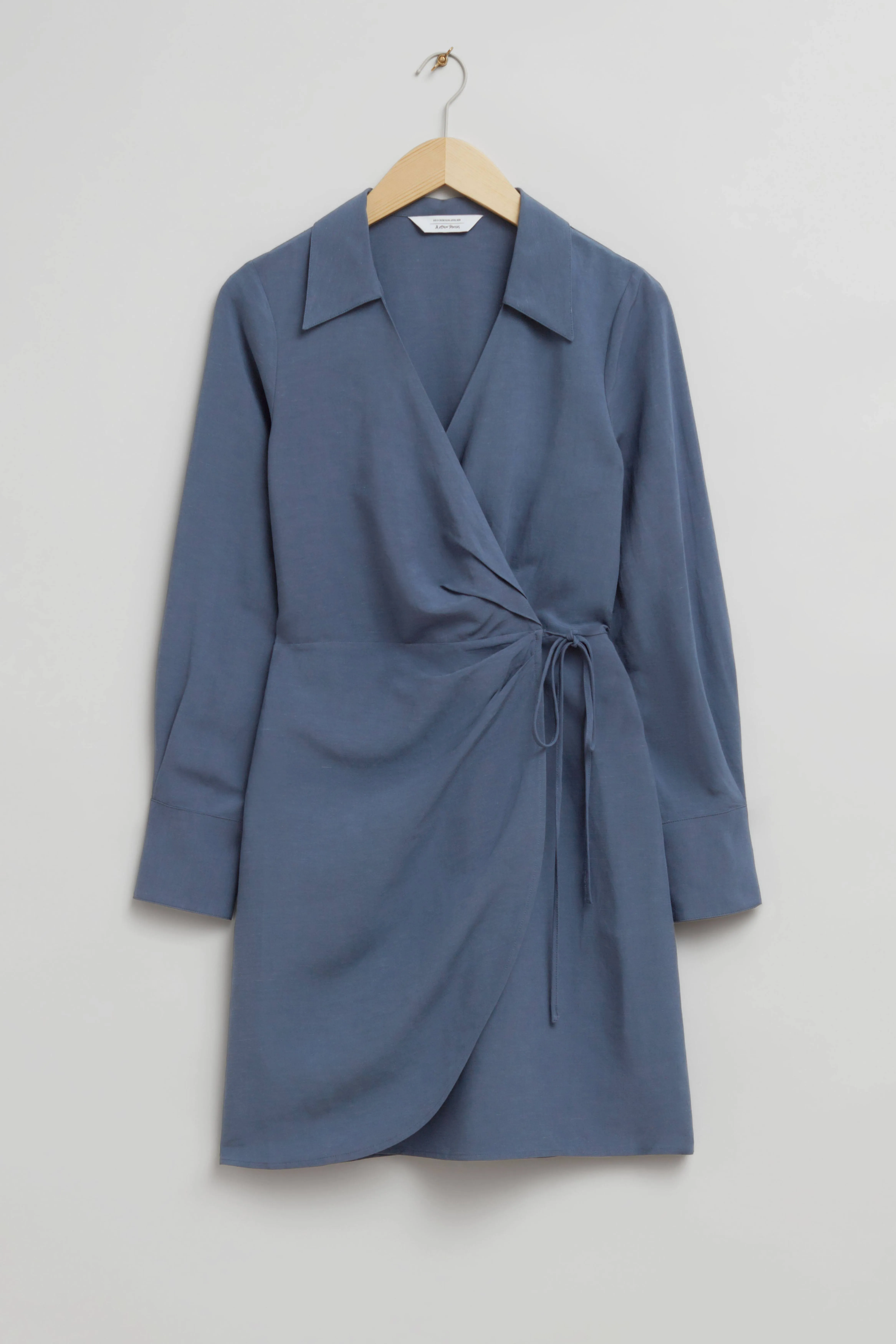 Mini Wrap Shirt Dress - V-neck - Long sleeve - Dark Blue - Ladies | H&M GB